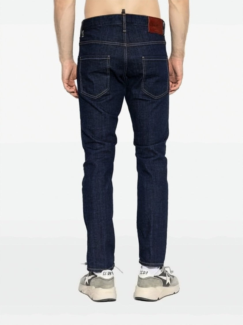 Dsquared2 Dark Indigo Straight-Leg Denim Pants With Five-Pocket Styling