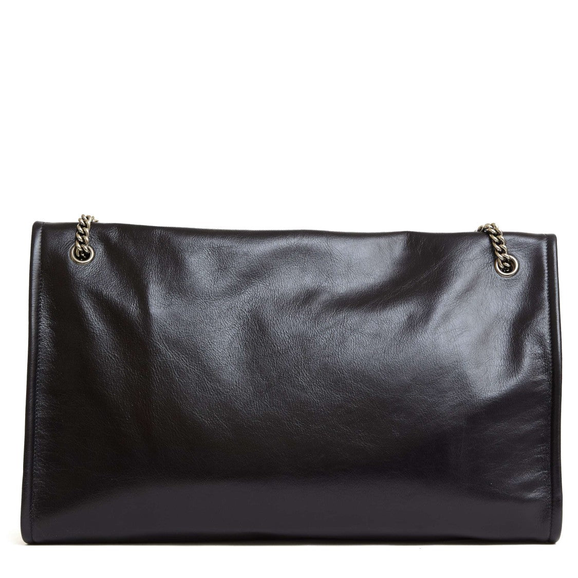 Orciani Gotham Nero Leather Handbag With Chain
