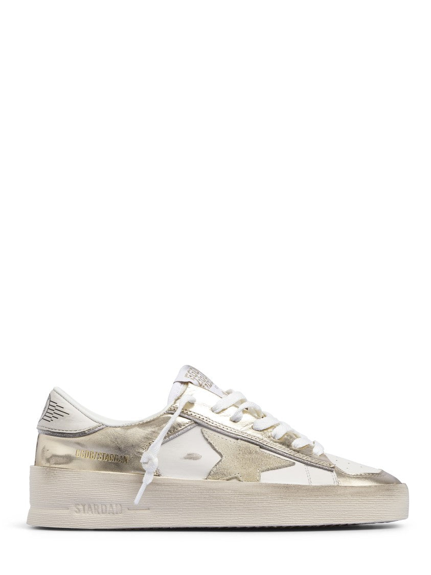 Golden Goose Suede And Laminated Leather Sneakers With Glitter Accents