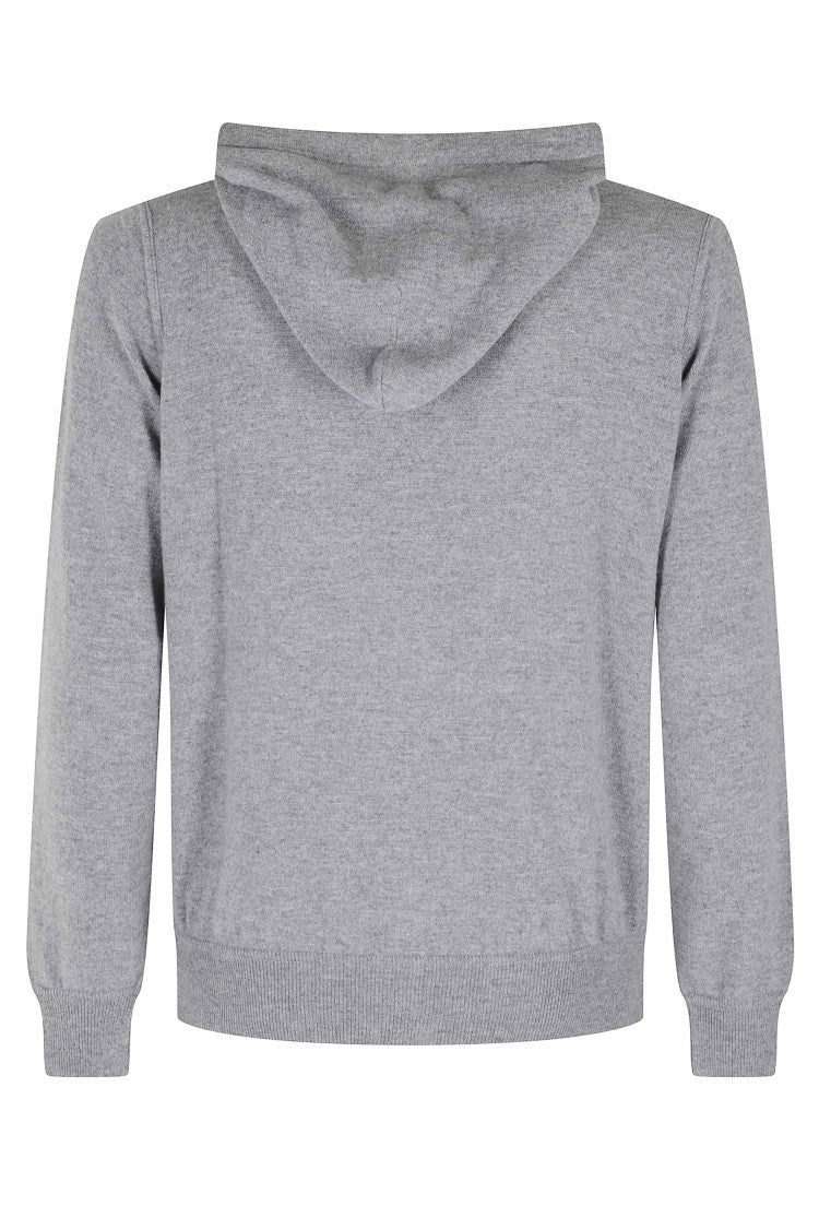 Filippo De Laurentiis Drawstring Hooded Cashmere Blend Sweater With Front Zipper