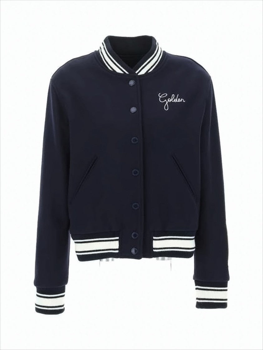 Golden Goose Cropped Varsity Jacket With Contrasting Details