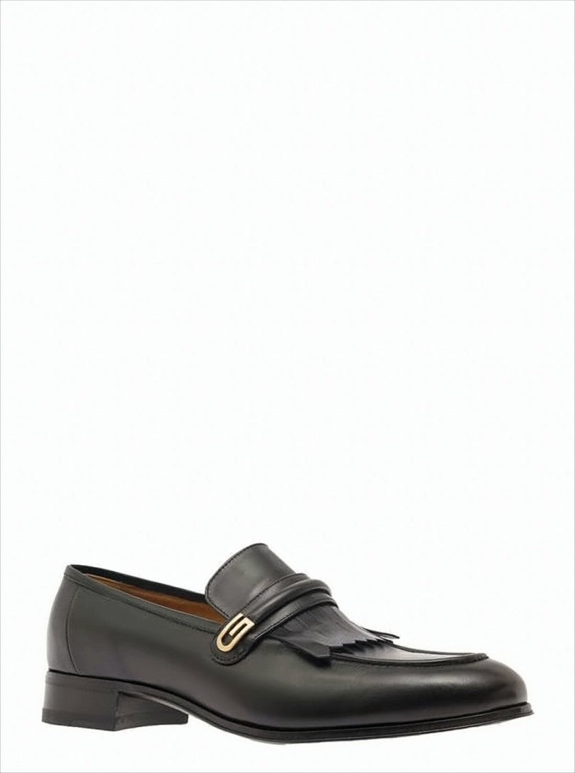 Gucci Leather Loafers With Fringe Detail