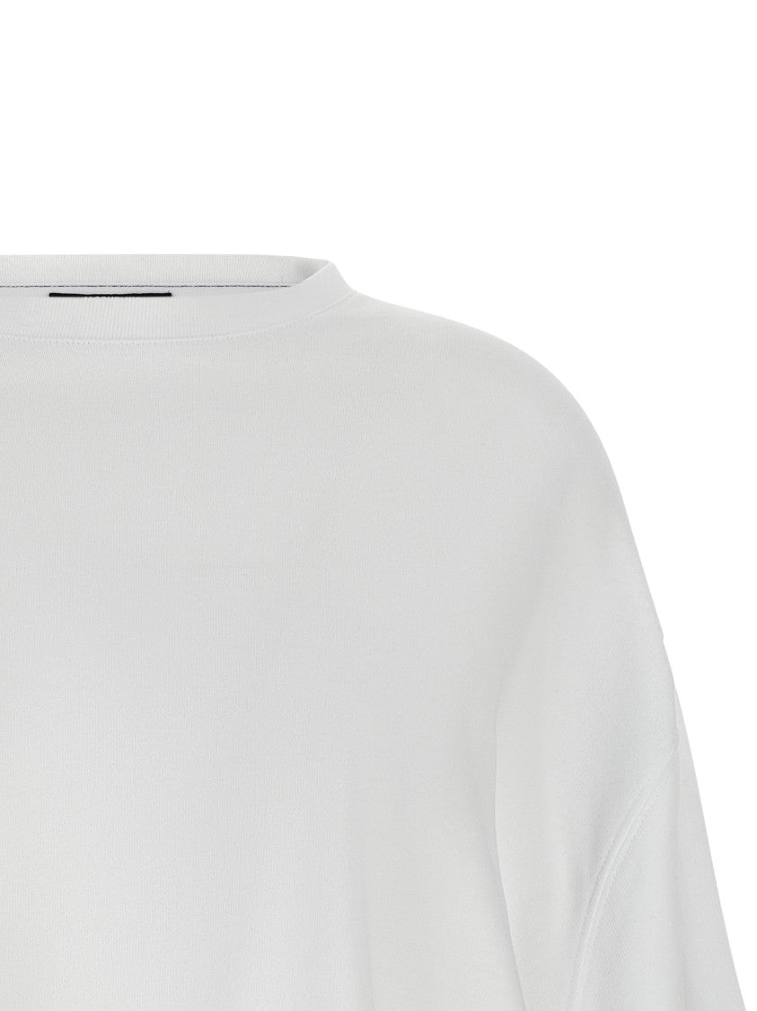Jacquemus Flared White Cotton T-Shirt With Fringe Detail