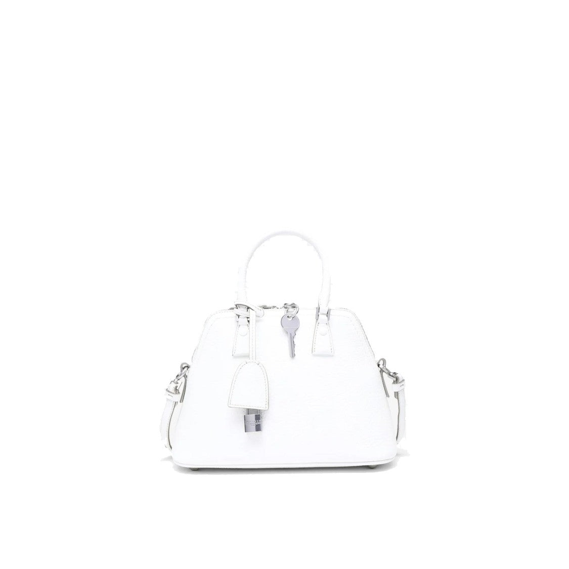 Maison Margiela Trapezoidal Textured Leather Mini Bag With Silver Hardware