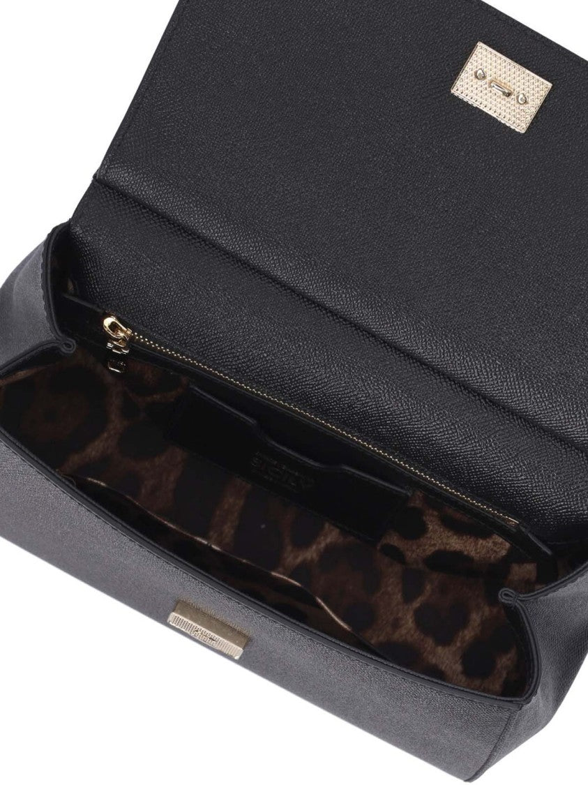 Dolce & Gabbana Black Calf Leather Sicily Tote Bag