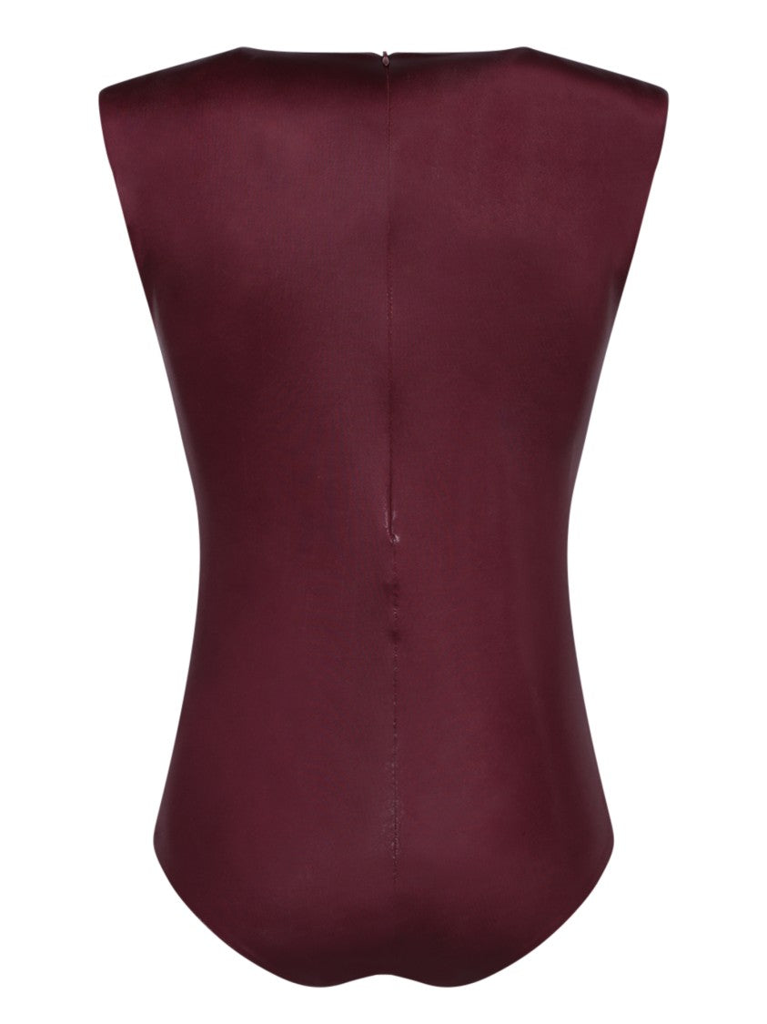 Blanca Vita Bordeaux V-Neck Bodysuit