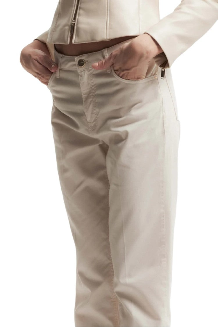 Kocca Beige Straight Trousers With Tailored Fit And Classic Button Closure
