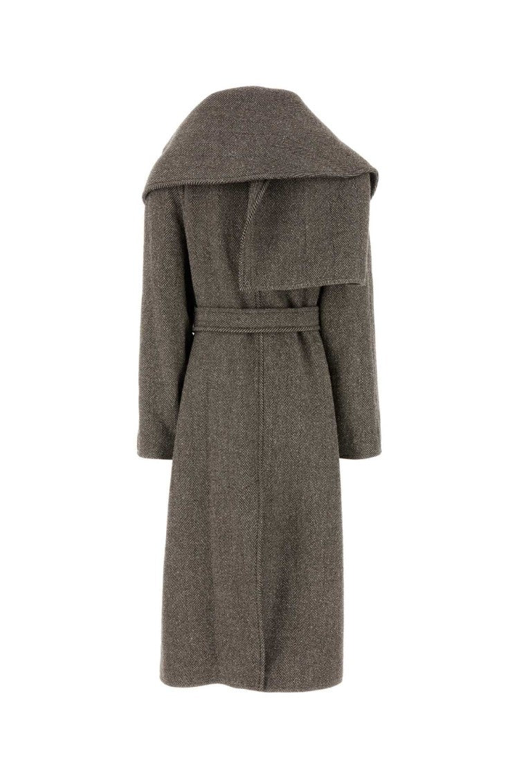 Salvatore Ferragamo Embroidered Wool Blend Coat