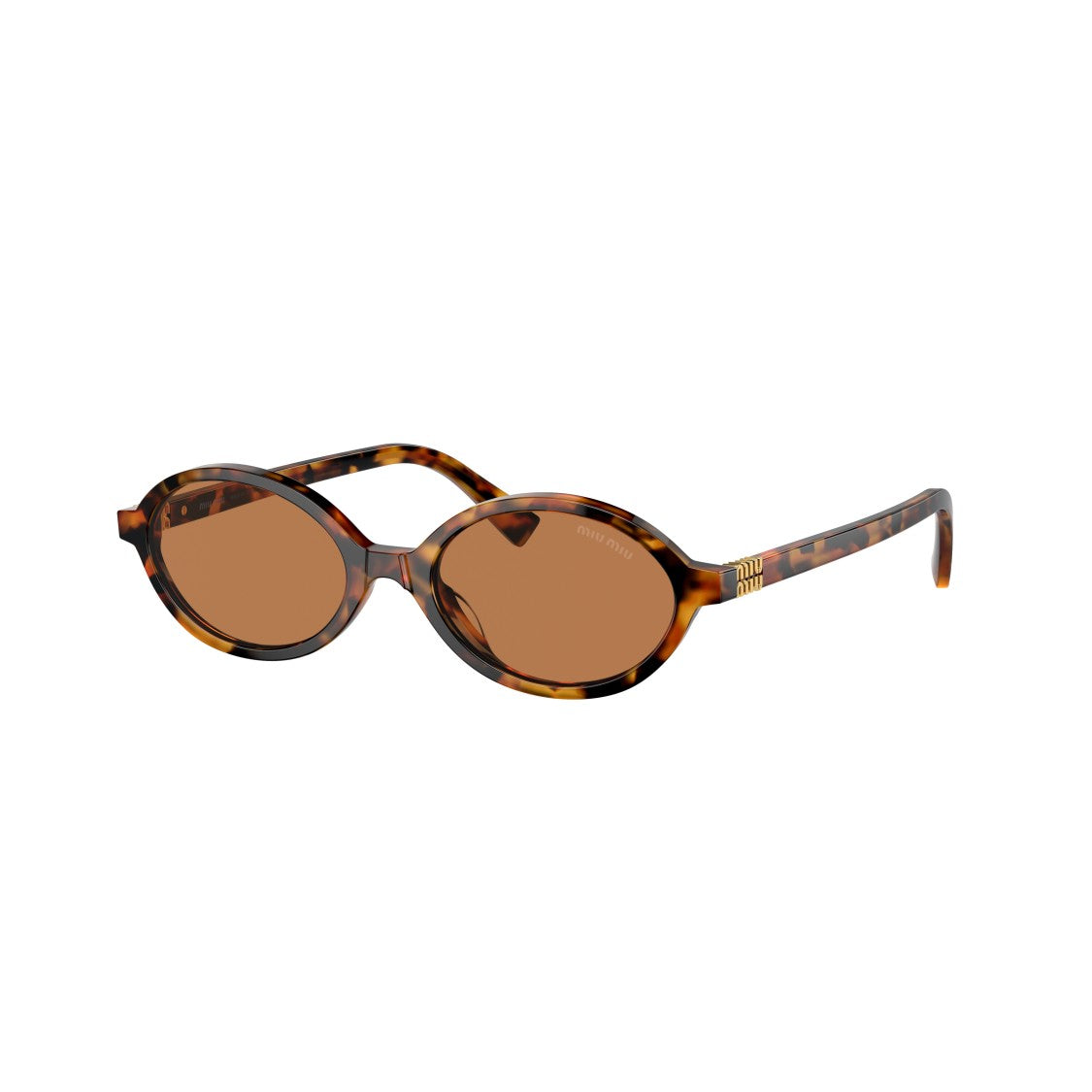 Miu Miu Tortoiseshell Acetate Oval Sunglasses With Gold Accents