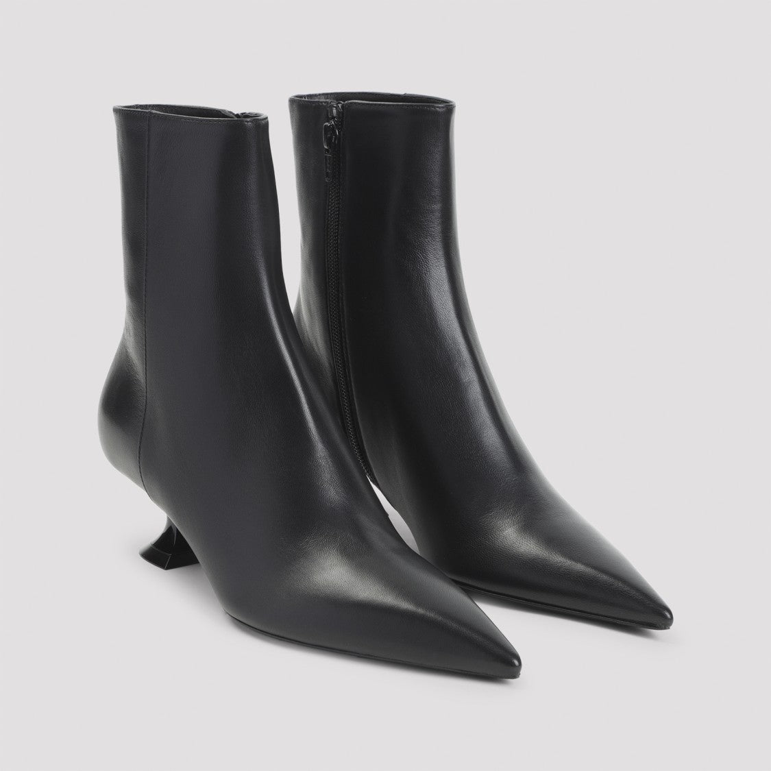 Lanvin Sculptural Black Ankle Boots With Side Zipper
