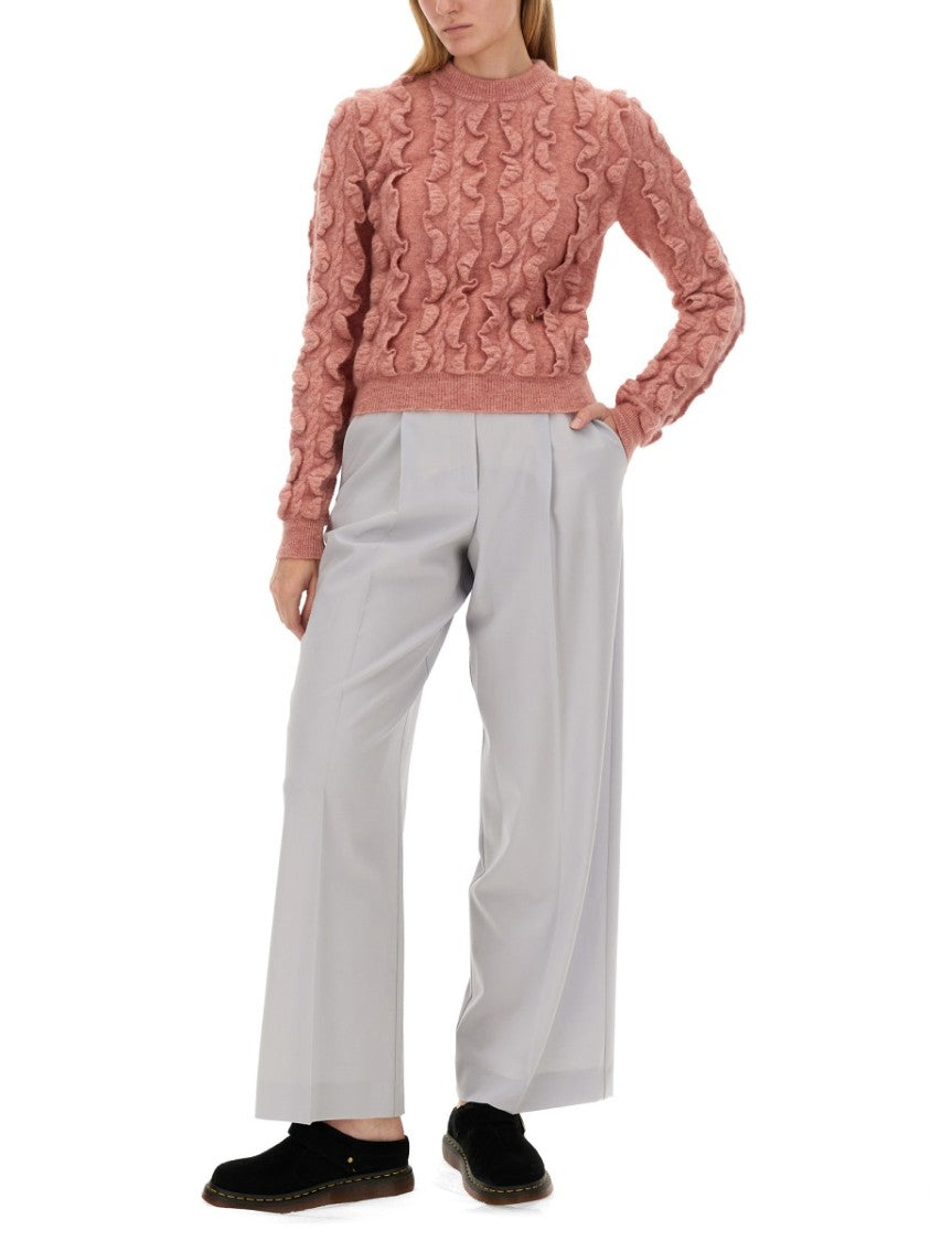 Moschino Ruffled Texture Wool Blend Sweater