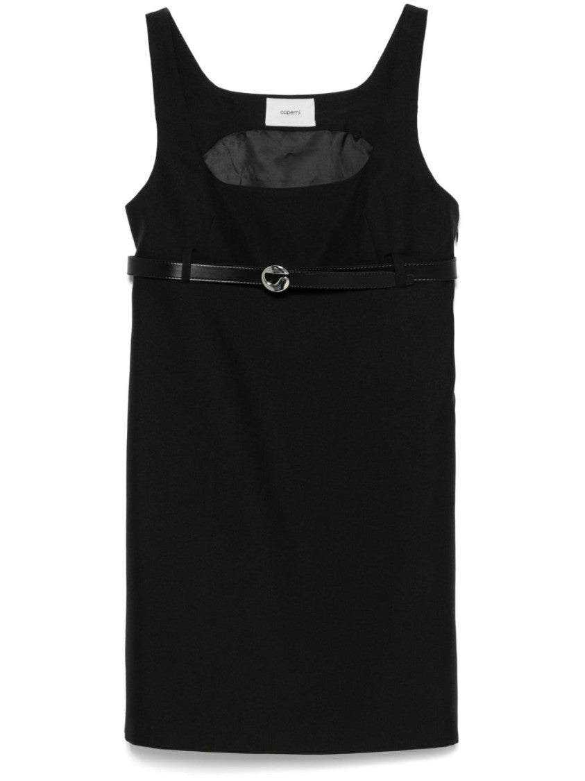 Coperni Black Satin Lined Detachable Belt Dress