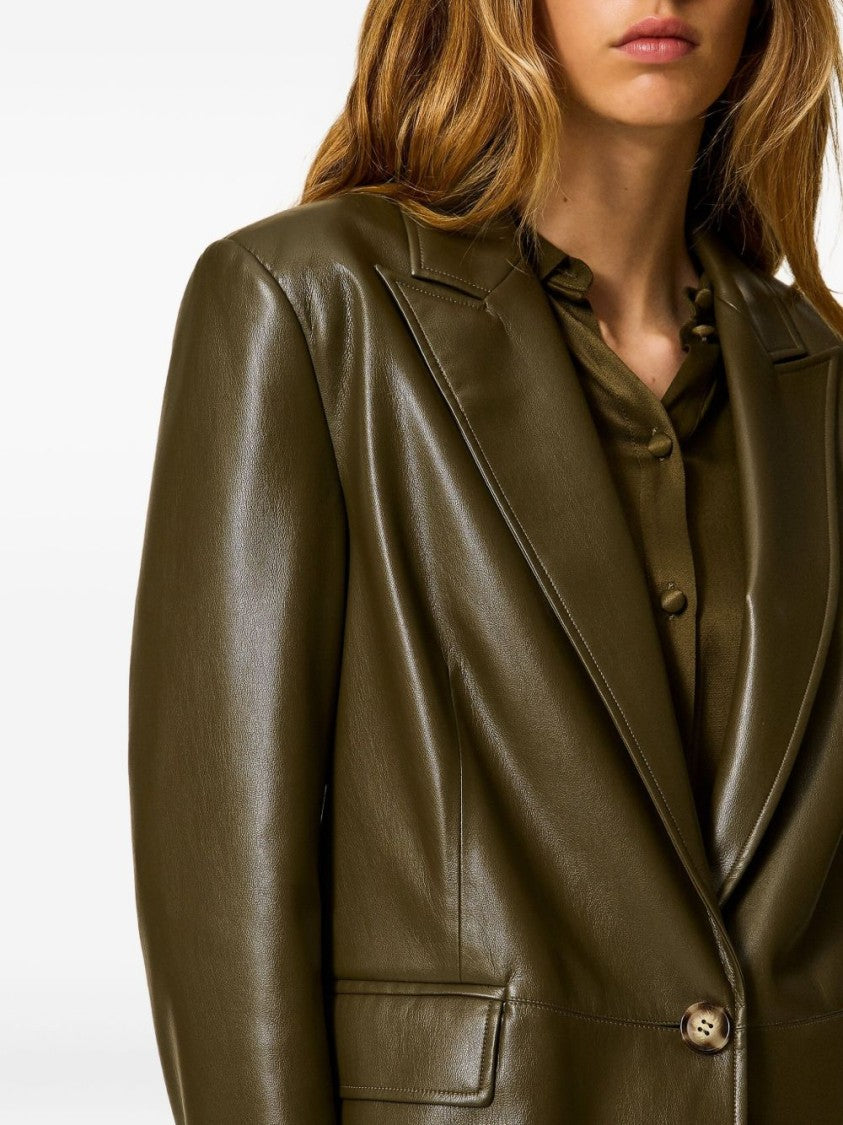 Twinset U&B Tailored Green Jacket With Structured Silhouette