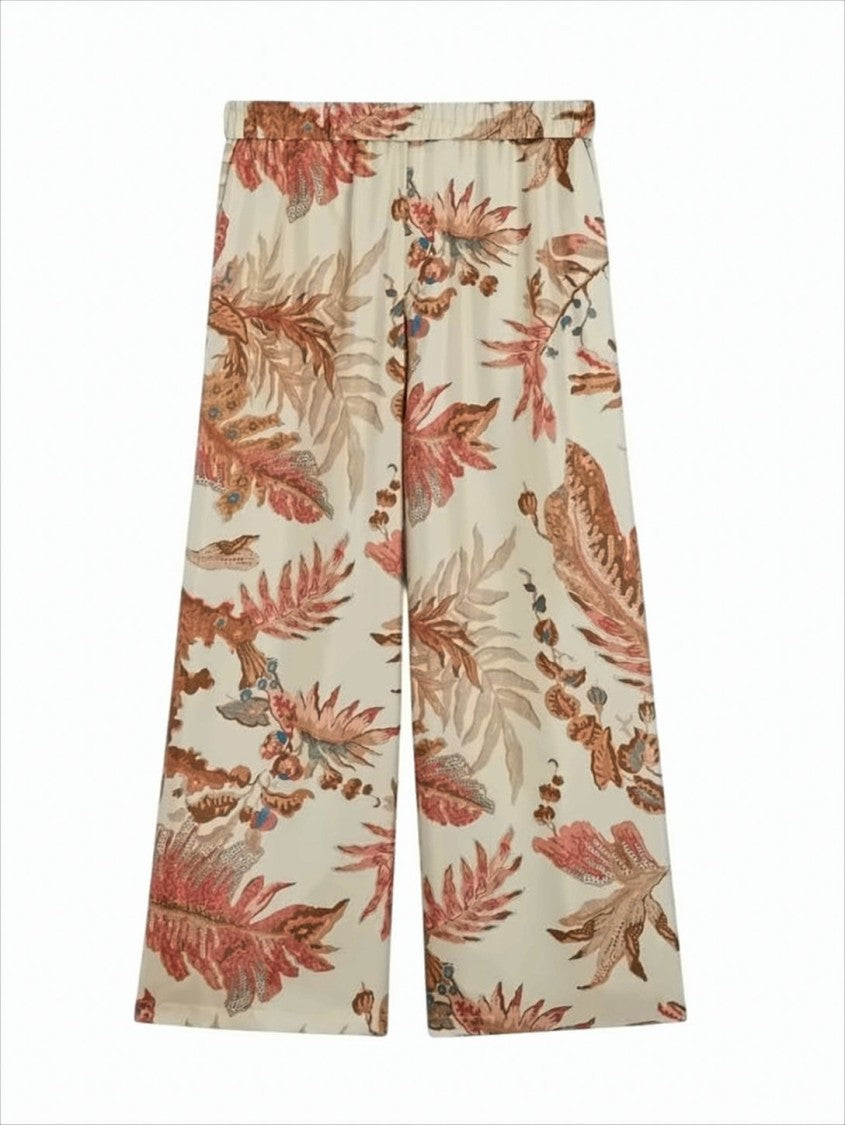 Weekend Printed Silk Twill Trousers With Cropped Hem