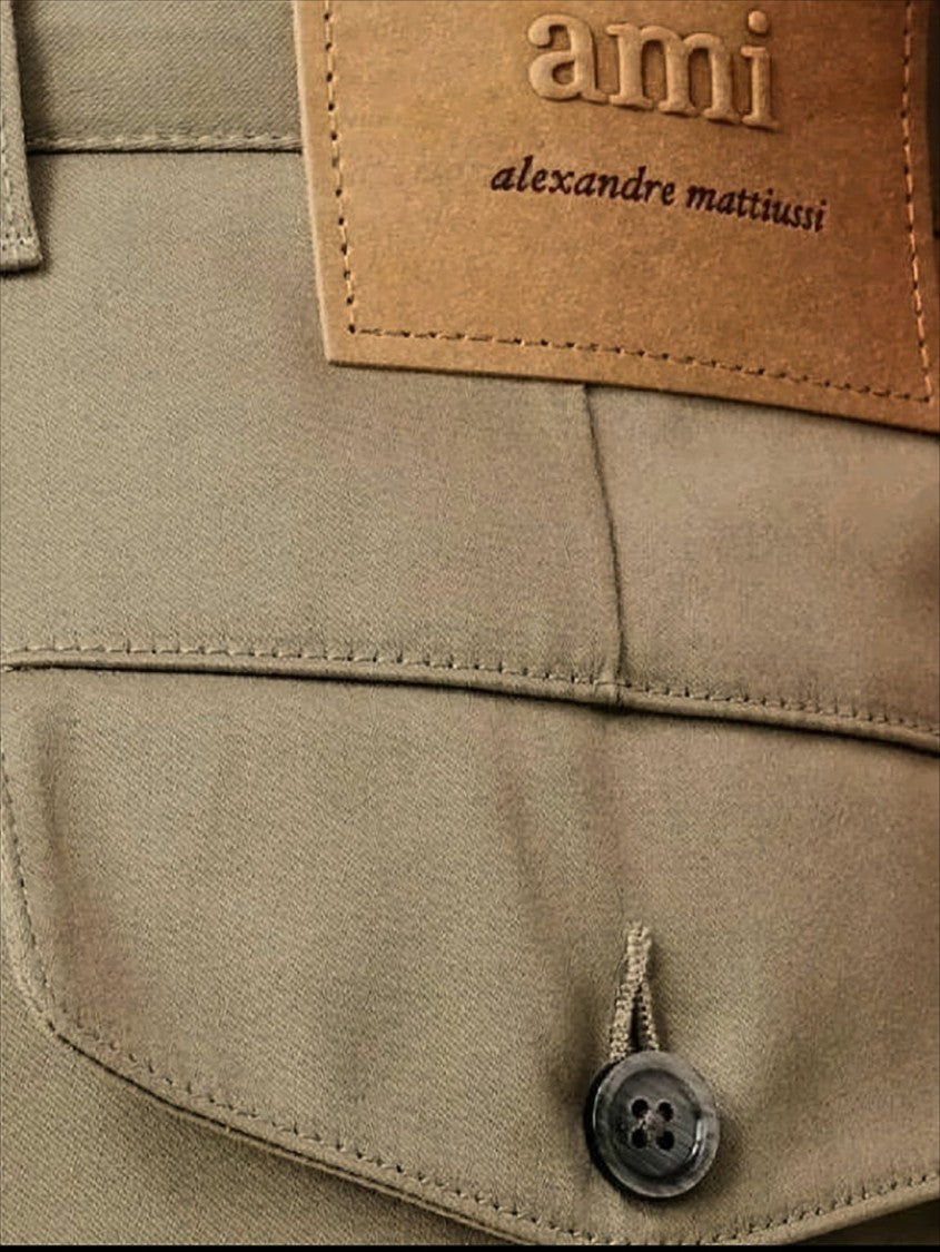 Ami Paris Tailored Brown Straight Pants With Structured Fabric