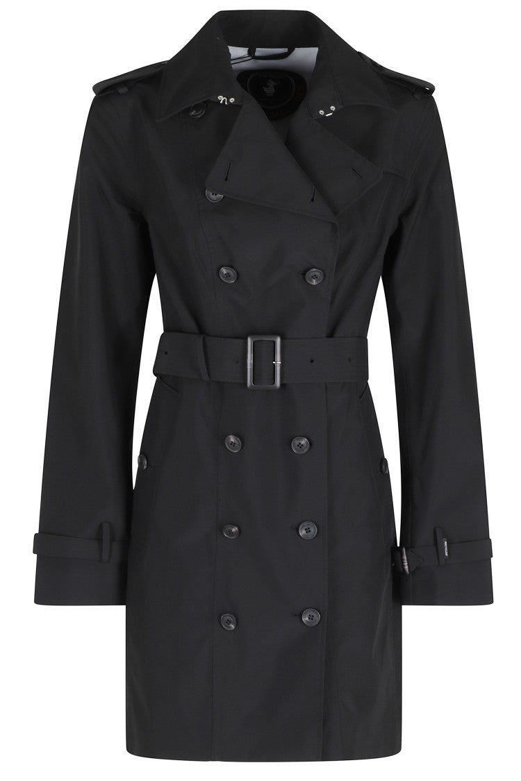 Save The Duck Black Audrey Double-Breasted Lapels Polyester Trench Coat