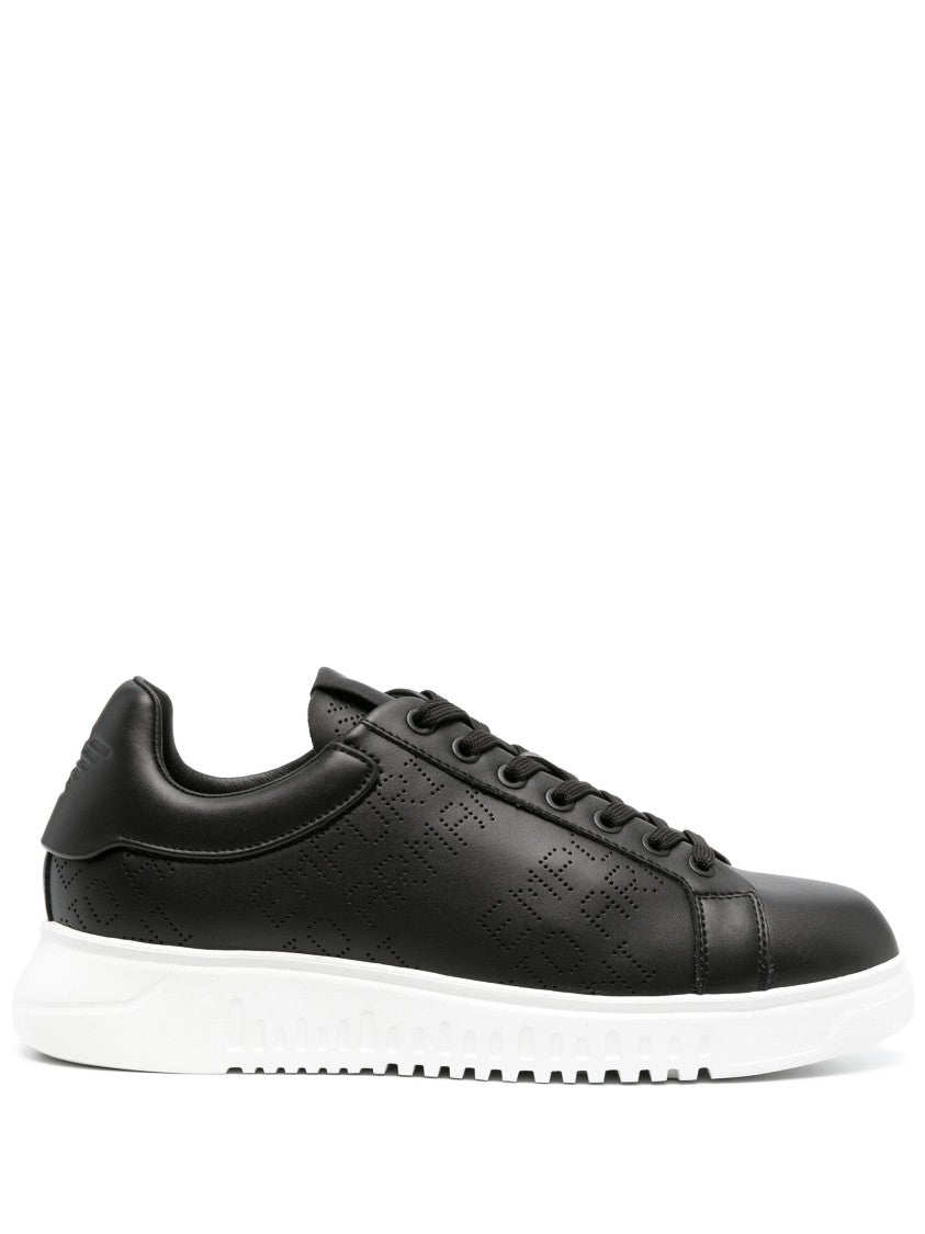 Emporio Armani Casual Black Leather Trainers