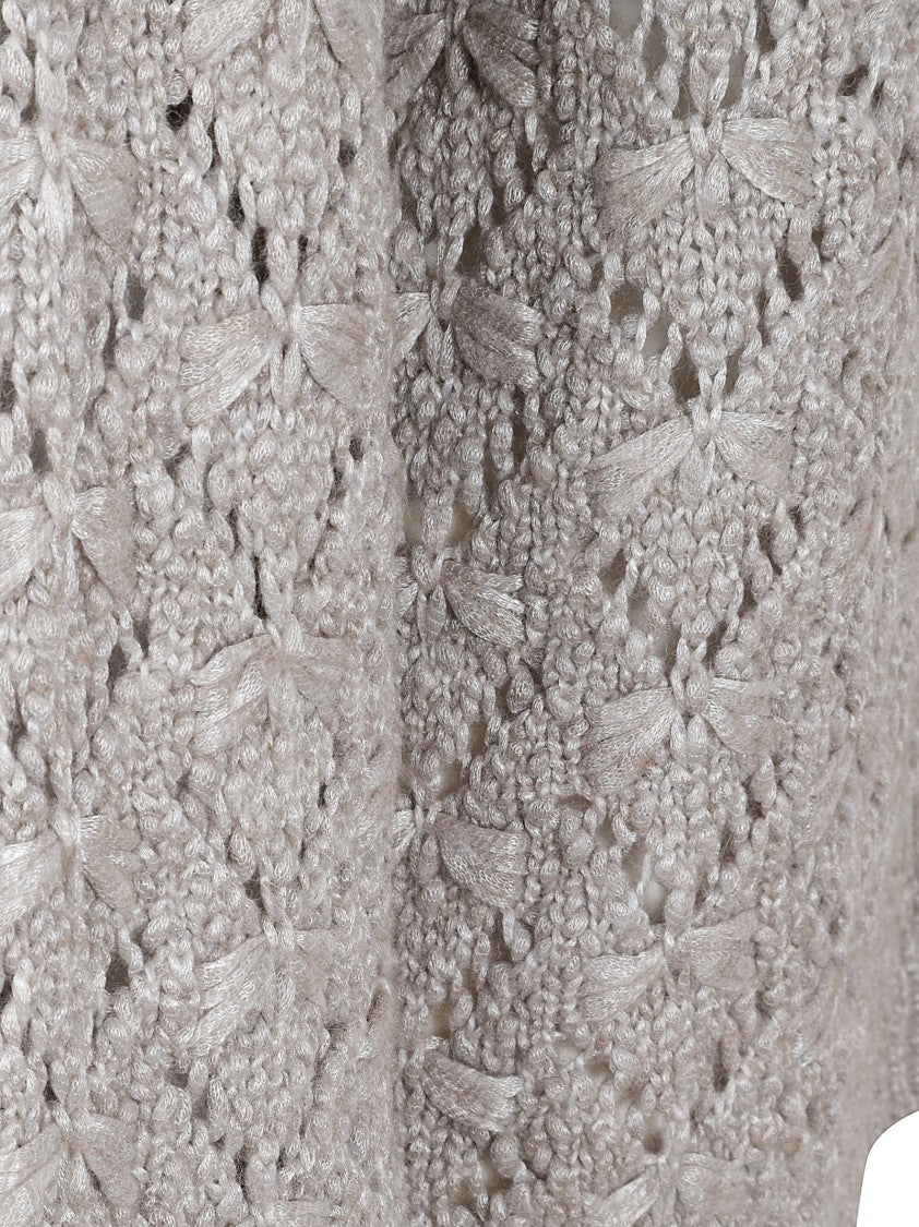 Fabiana Filippi Grey Knit Perforated Crewneck Sweater