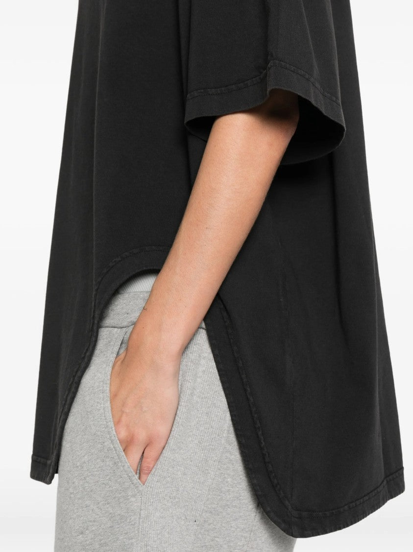 The Attico Black Oversized Curved Hem Cotton T-Shirt