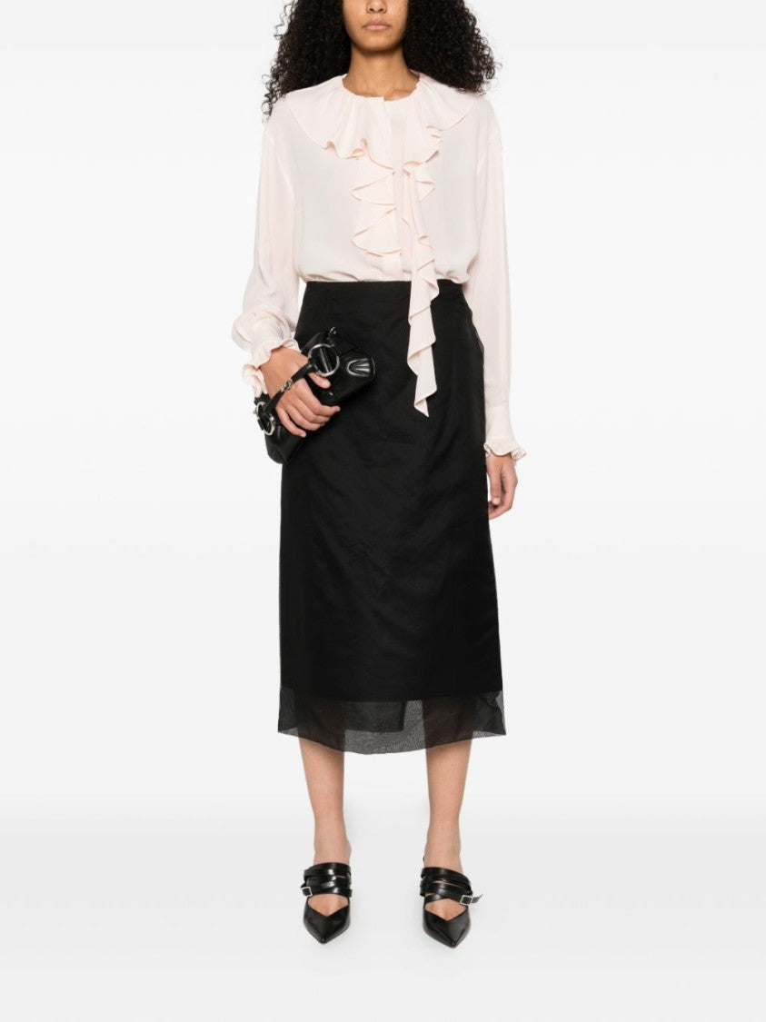 Alexander Mcqueen Soft Silk Blouse With Cascading Ruffles