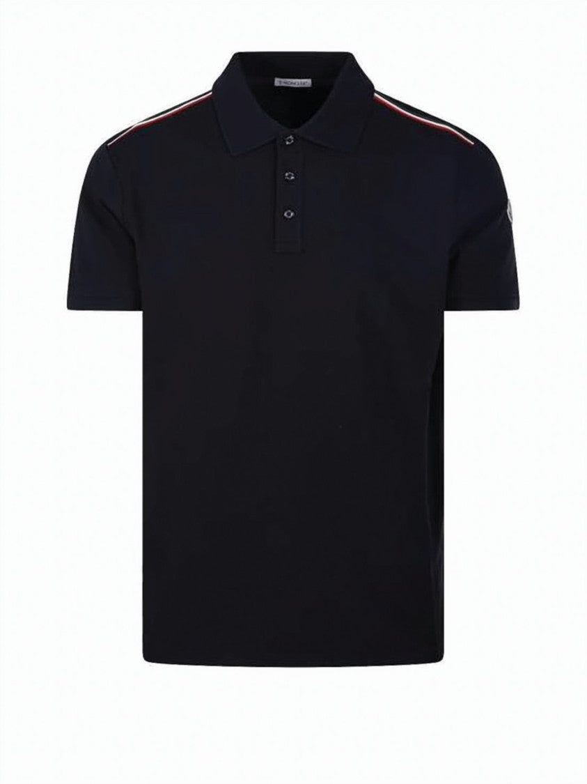 Moncler Short-Sleeve Polo Shirt With Contrasting Cuffs And Logo Patch