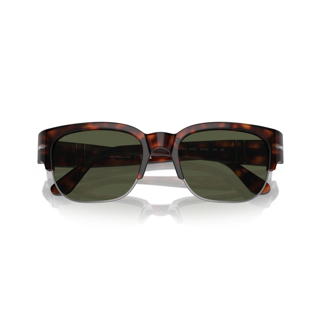 Persol 0Po3319s Tortoiseshell Square Frame Sunglasses With Silver Arrow Detail