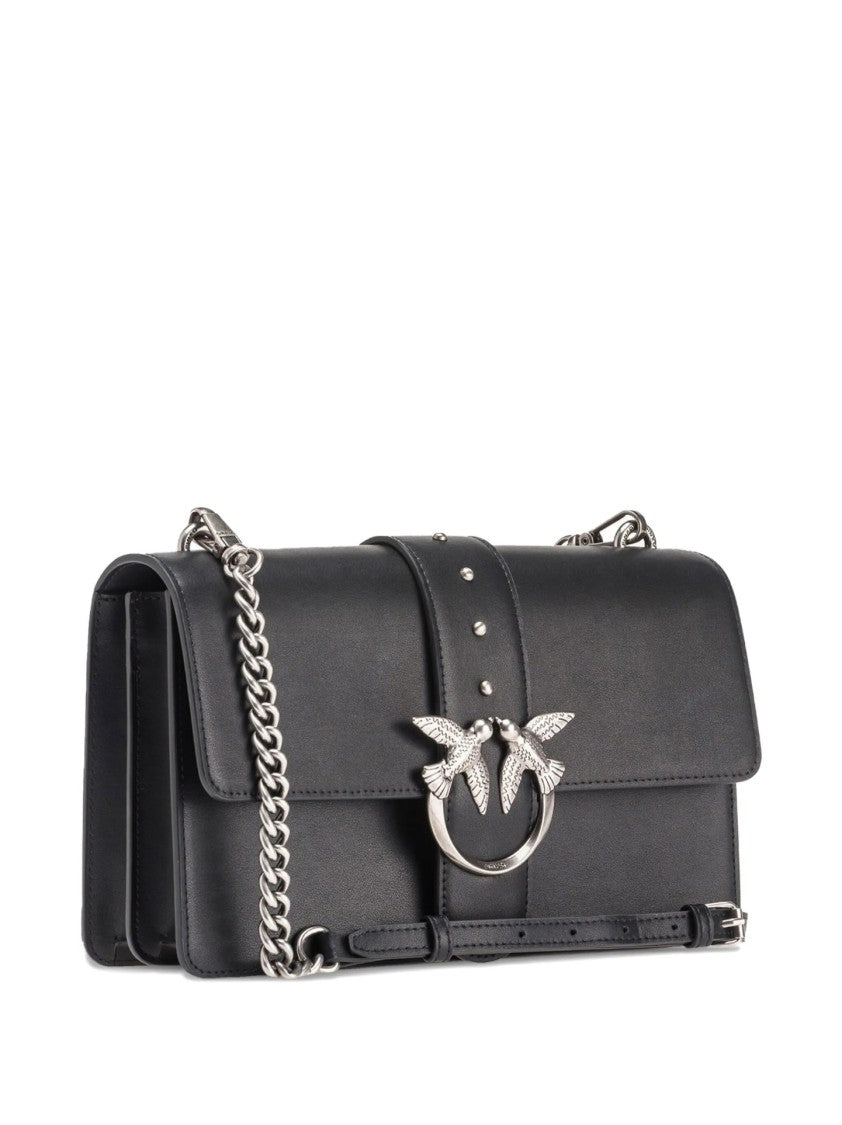Pinko Shoulder Bag With Silver-Tone Bird Clasp And Chain Strap