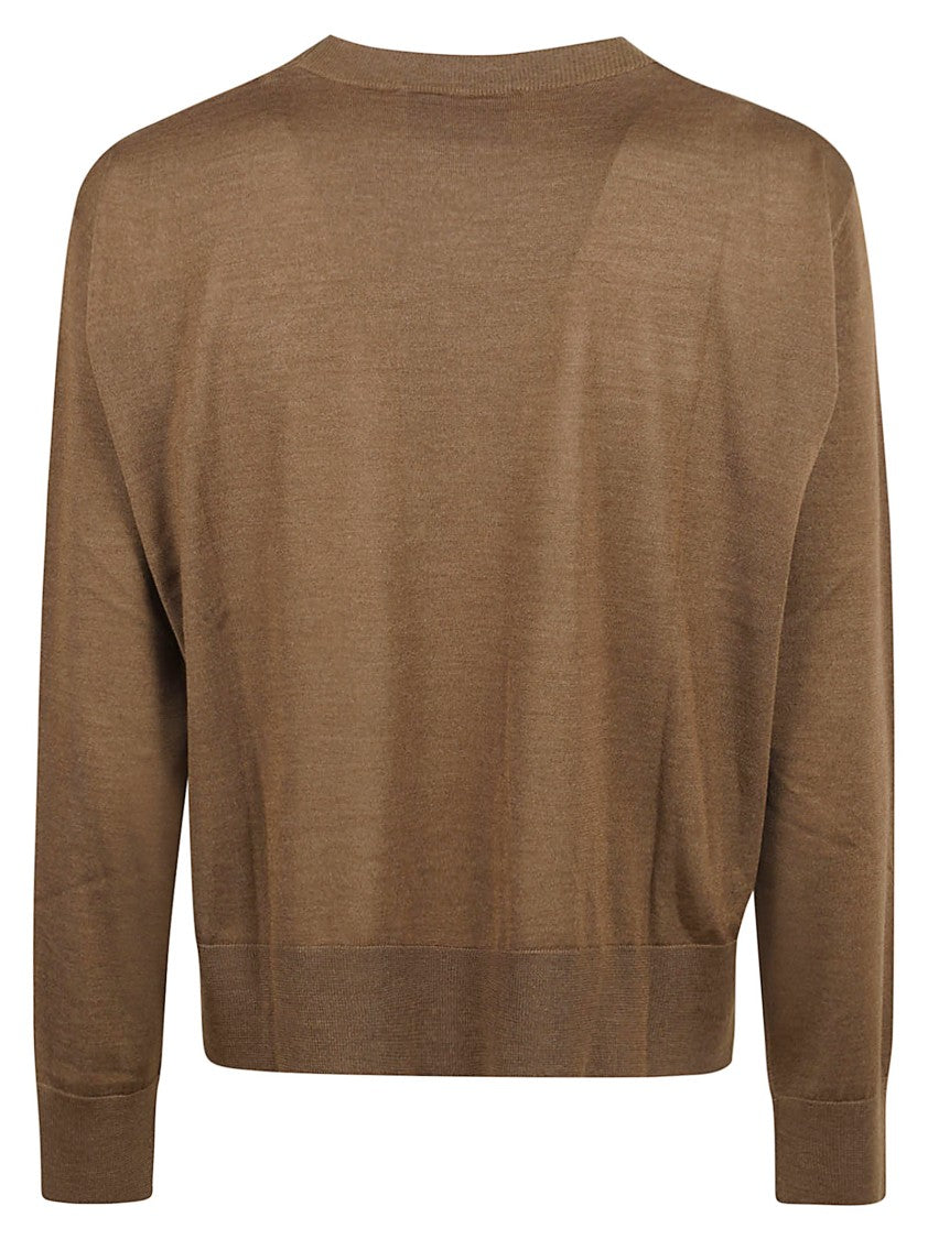 Ami Fine-Knit Wool And Silk Blend Sweater
