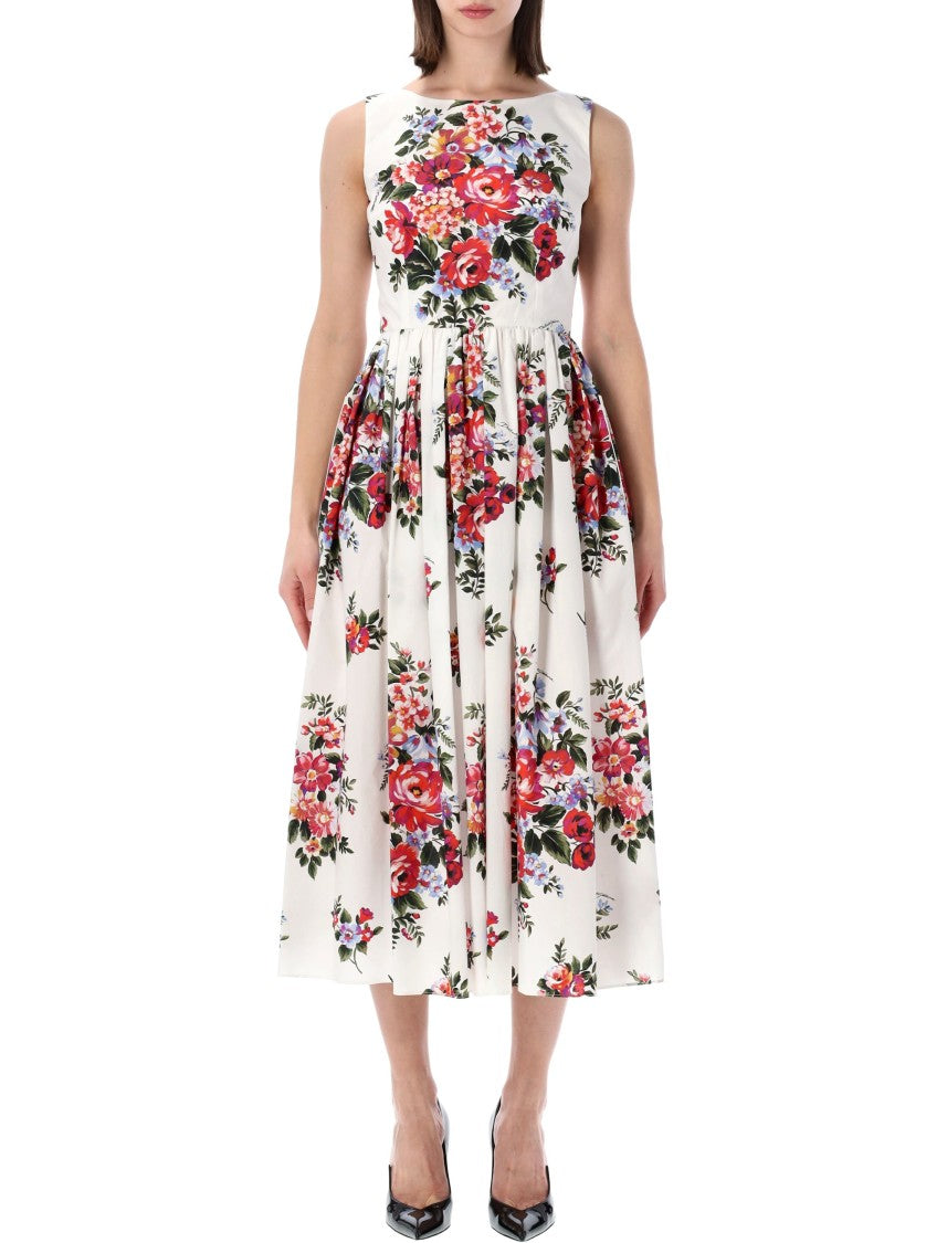 Dolce & Gabbana Floral Print Pleated Midi Dress