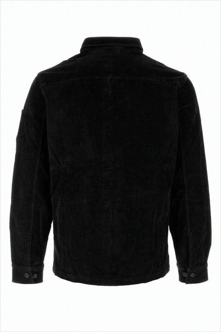 C.P. Company Button-Up Jacket With Tailored Relaxed Fit And Logo Patch