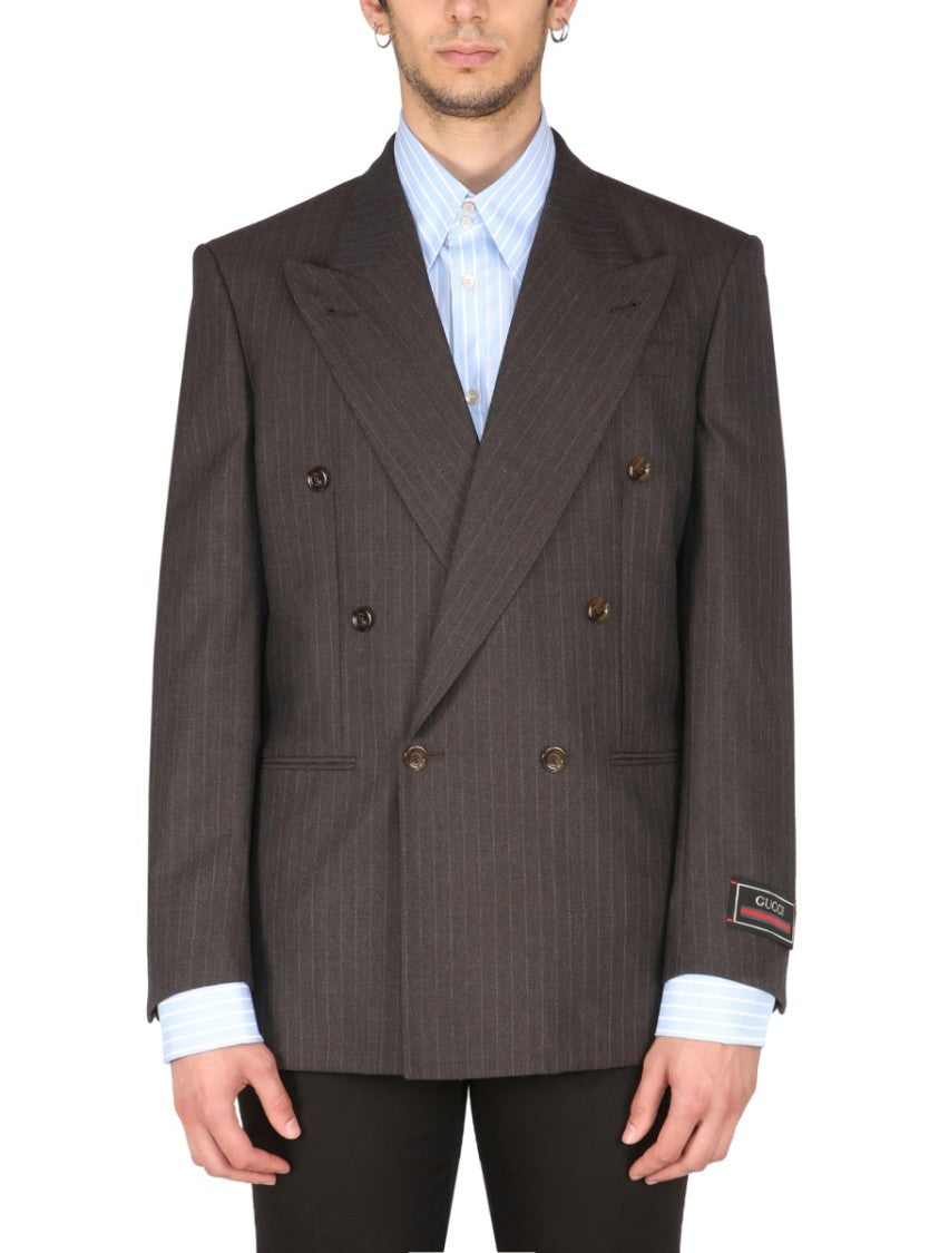 Gucci Double-Breasted Jacket With Peaked Lapels And Tailored Fit