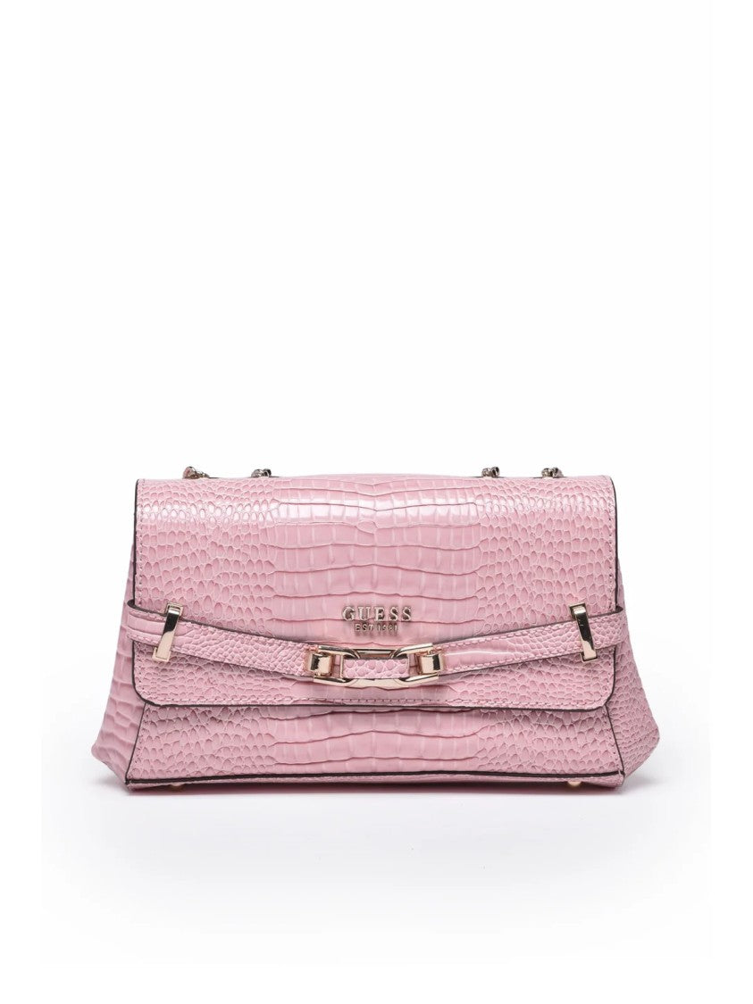 Guess Pink Polyurethane Crocodile Shoulder Bag
