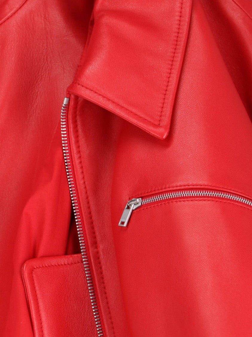 Jil Sander Smooth Leather Bomber Jacket With Classic Collar And Zip Closure