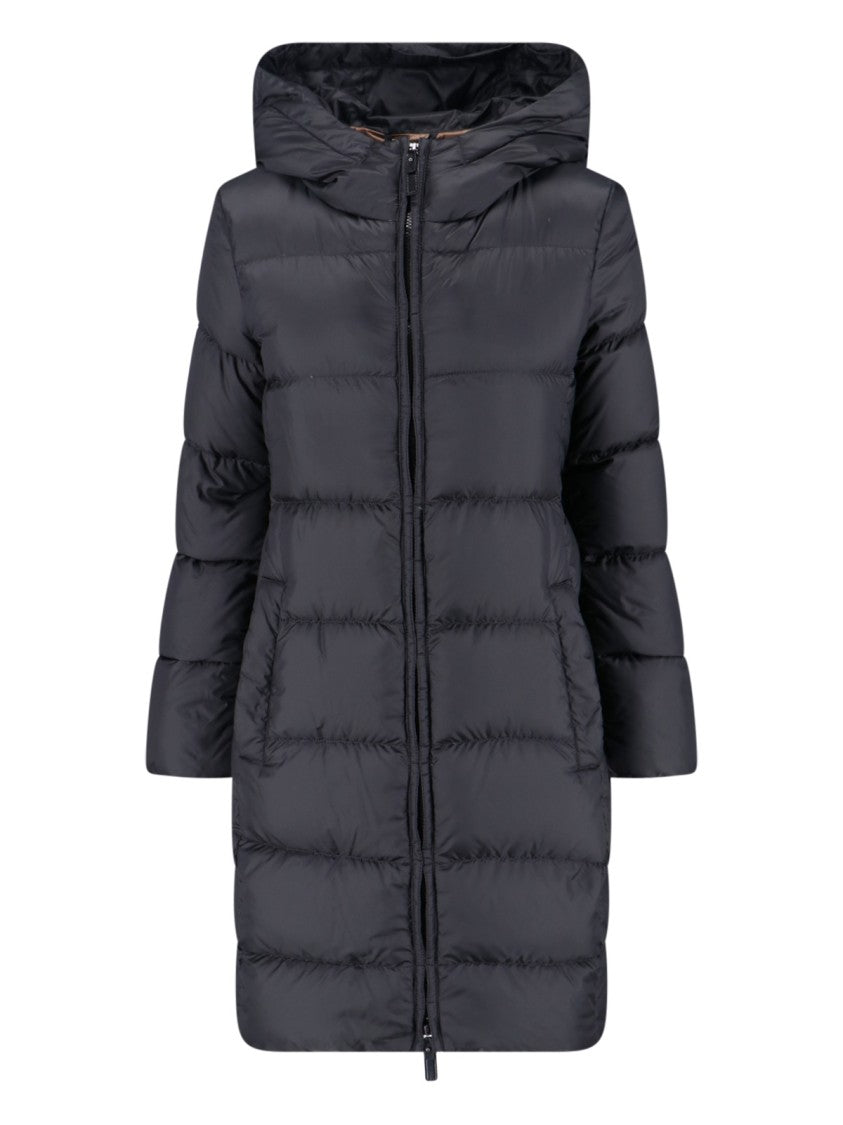 Max Mara Quilted Black Puffer Jacket With Hood And Adjustable Waist