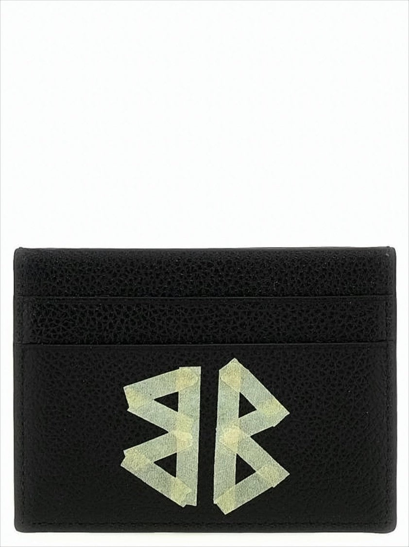 Balenciaga Textured Calf Leather Card Wallet With Geometric Logo