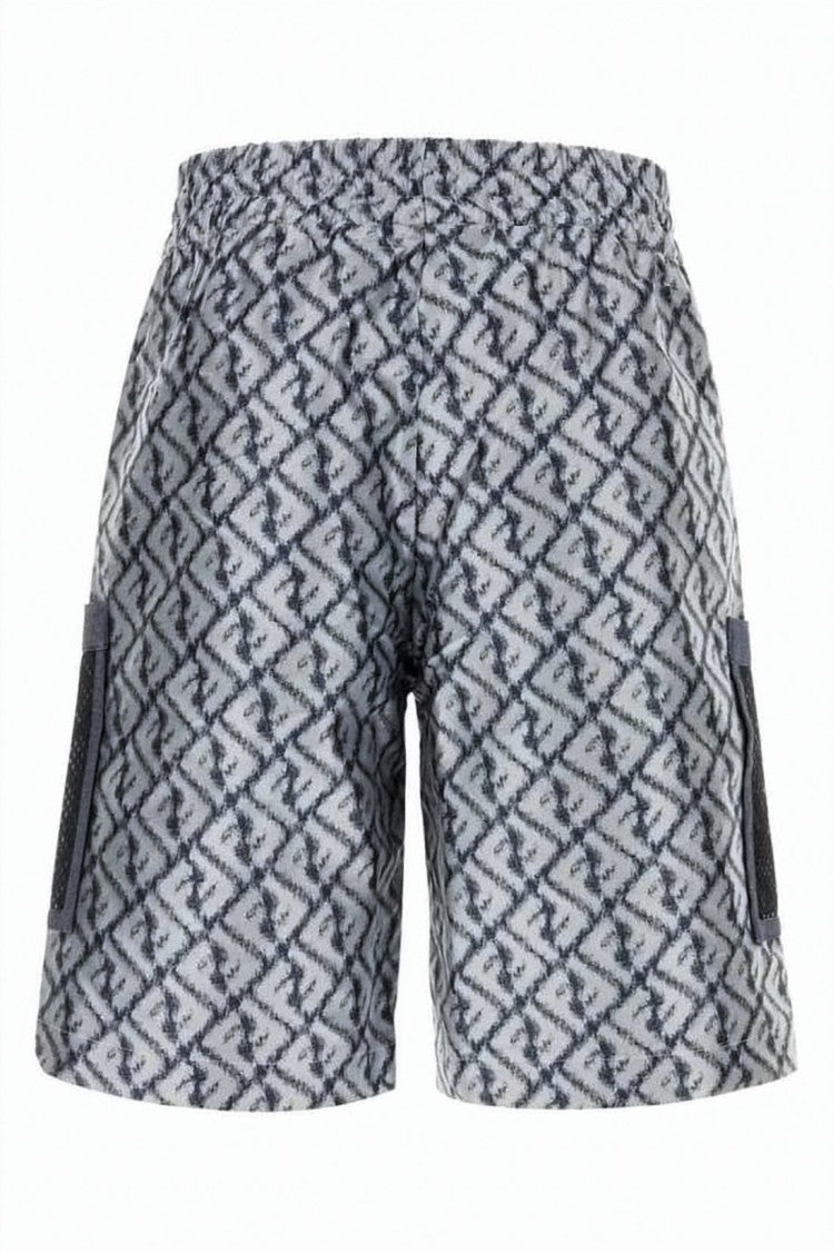 Fendi Geometric Patterned Shorts With Elastic Waistband And Mesh Pockets