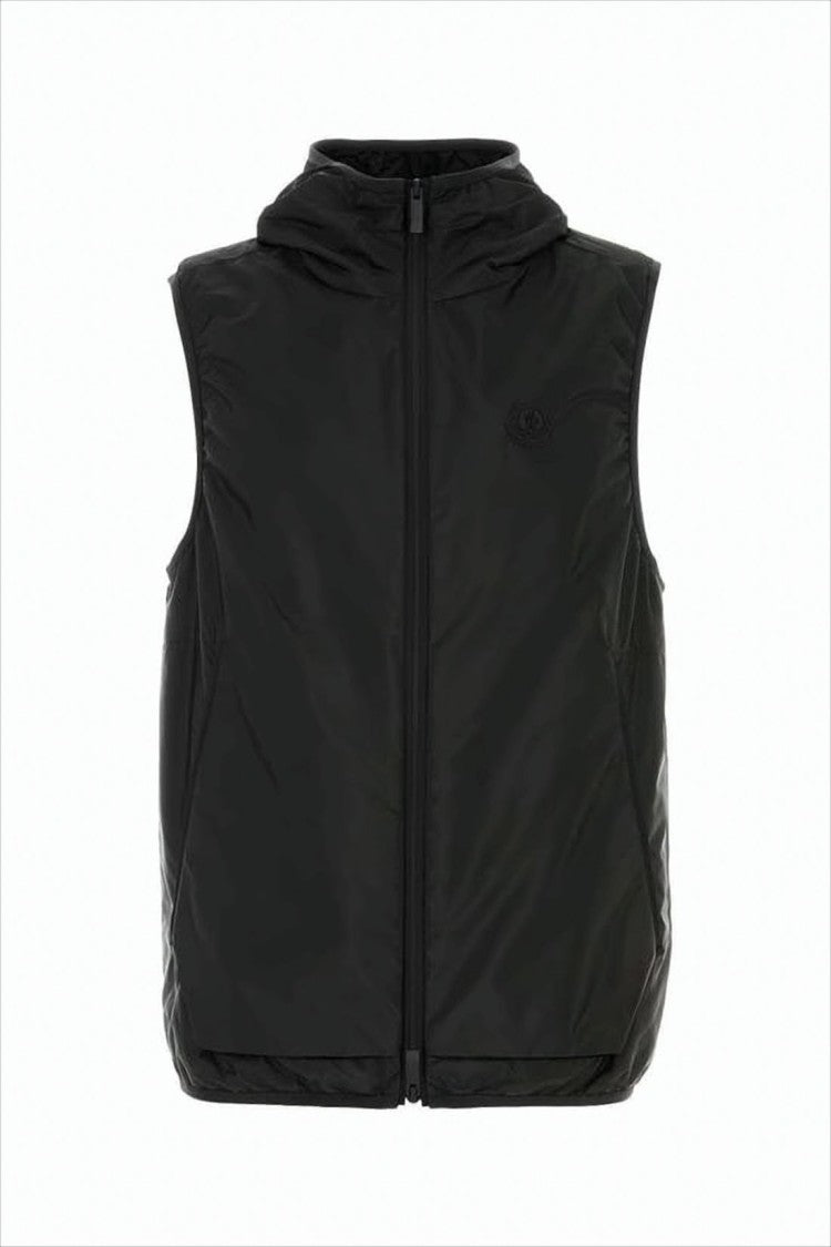 Moncler Minimalist Hooded Vest With Front Zipper Closure
