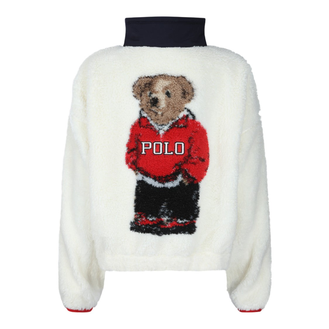 Polo Ralph Lauren Plush Off-White Knit Sweater With Teddy Bear Graphic