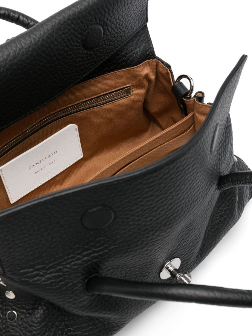 Zanellato Structured Black Handbag With Textured Calf Leather