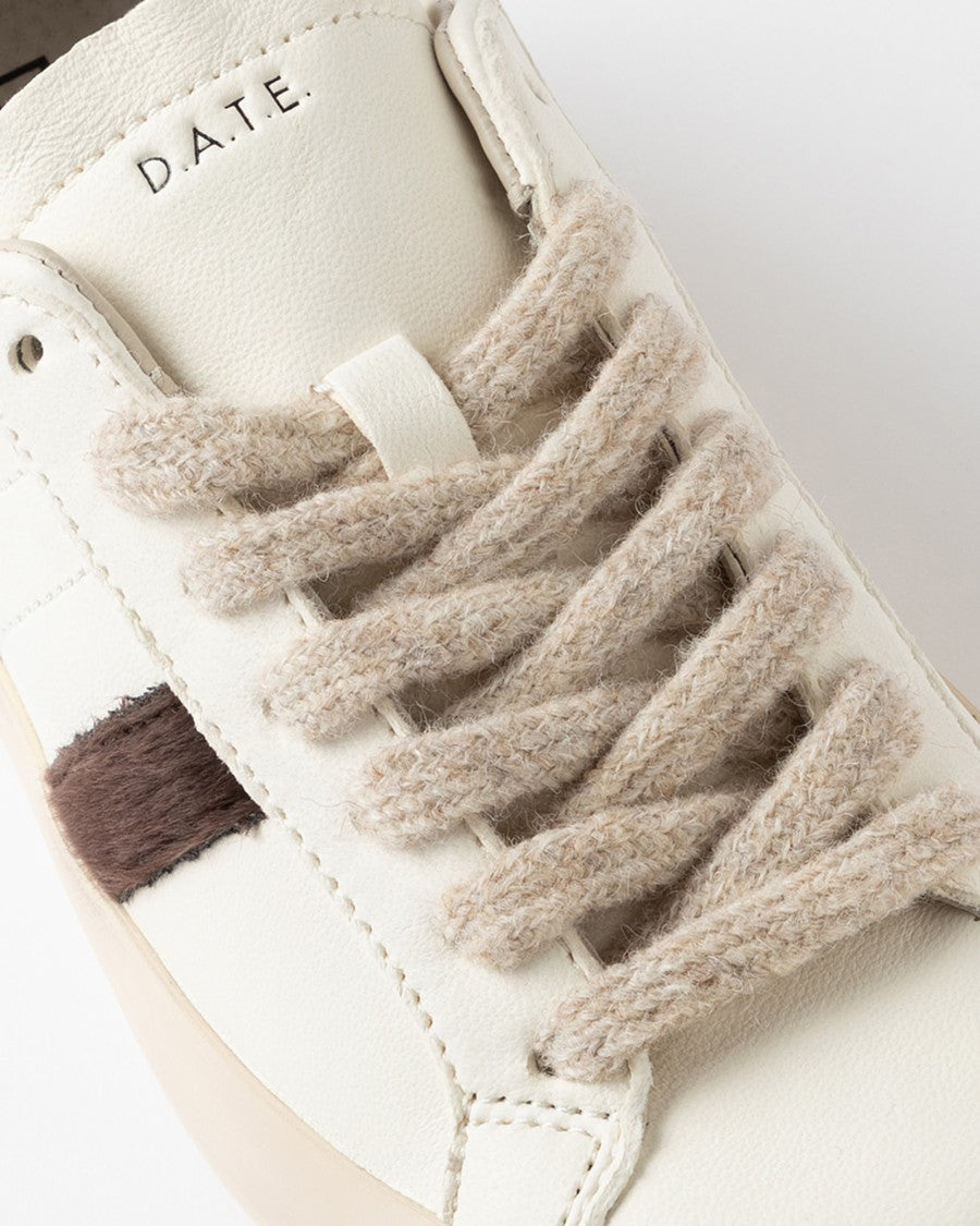 D.A.T.E Minimalist White Leather Low-Top Sneakers With Cotton Laces