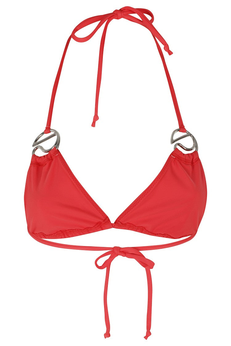 Coperni Red C Logo Metallic Triangle Polyamide Bikini