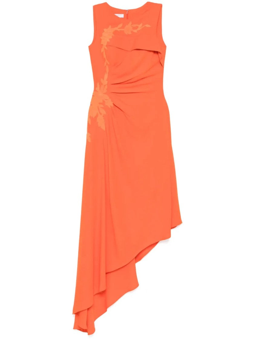 Saiid Kobeisy Crepe, High-Low Dress With Matching Embroidery