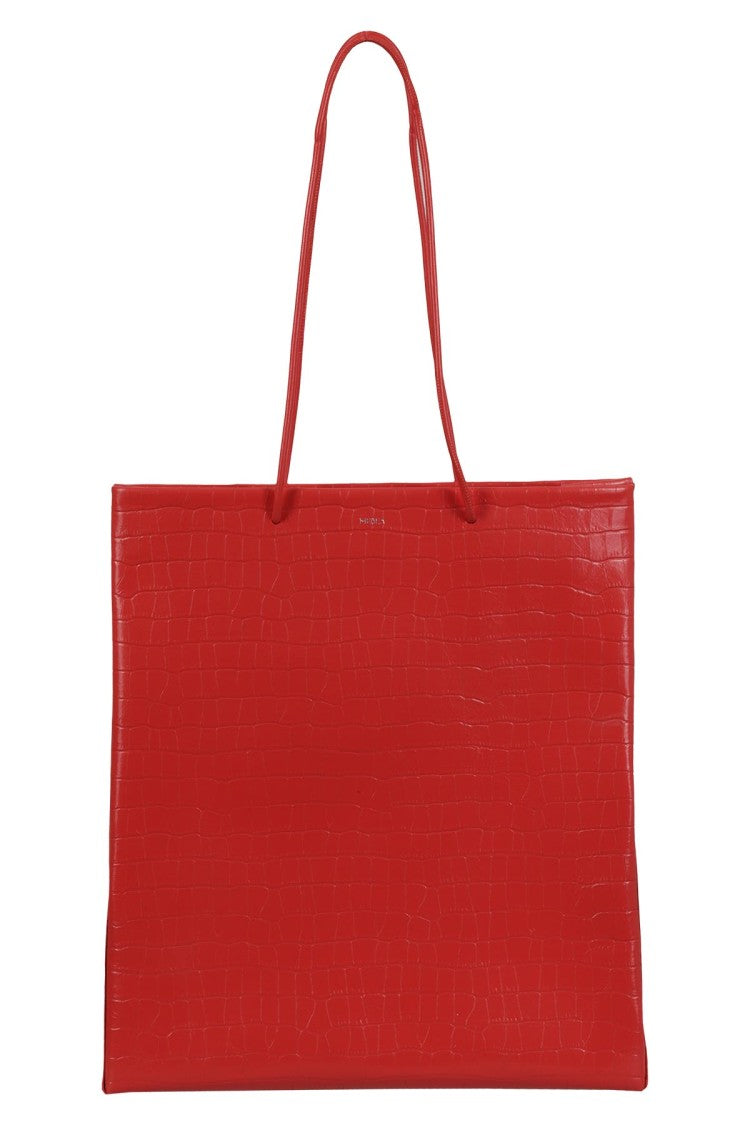 Medea Crocodile-Embossed Red Calf Leather Shopper Tote