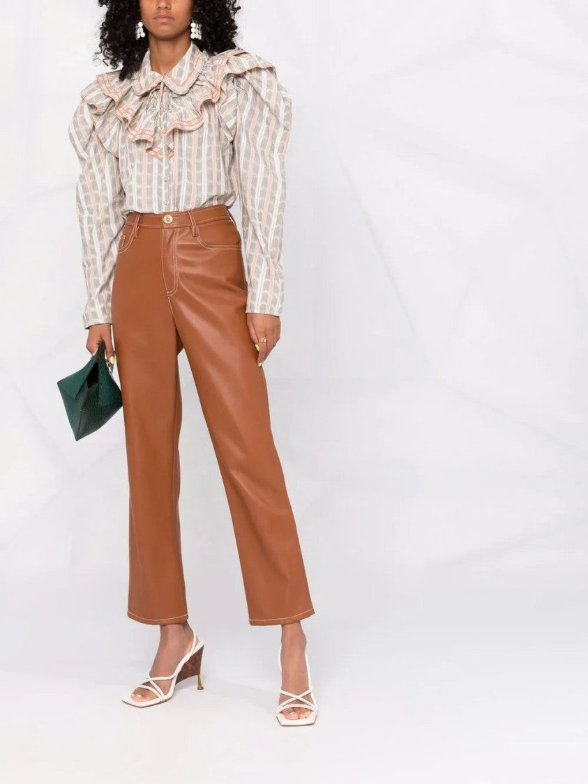 Ulla Johnson Ruffled-Neck Check Pattern Blouse