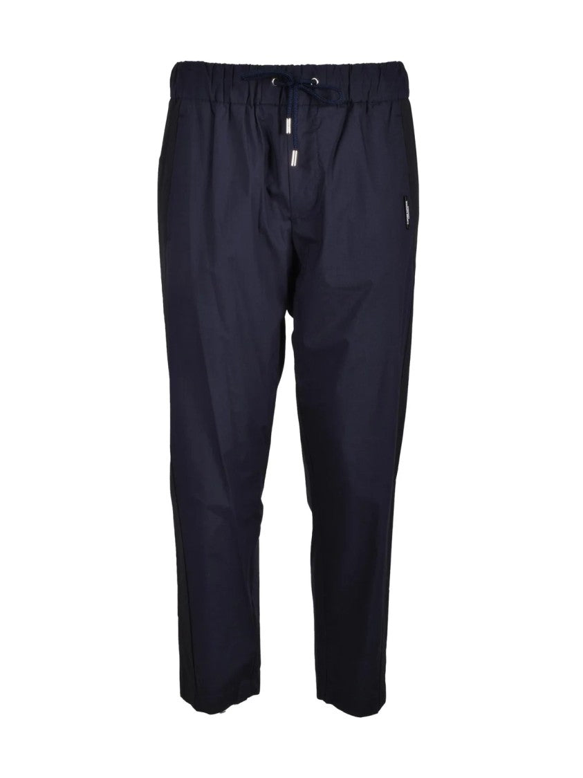 Costume National C. Cotton Trousers With Adjustable Waistband And Contrast Detailing