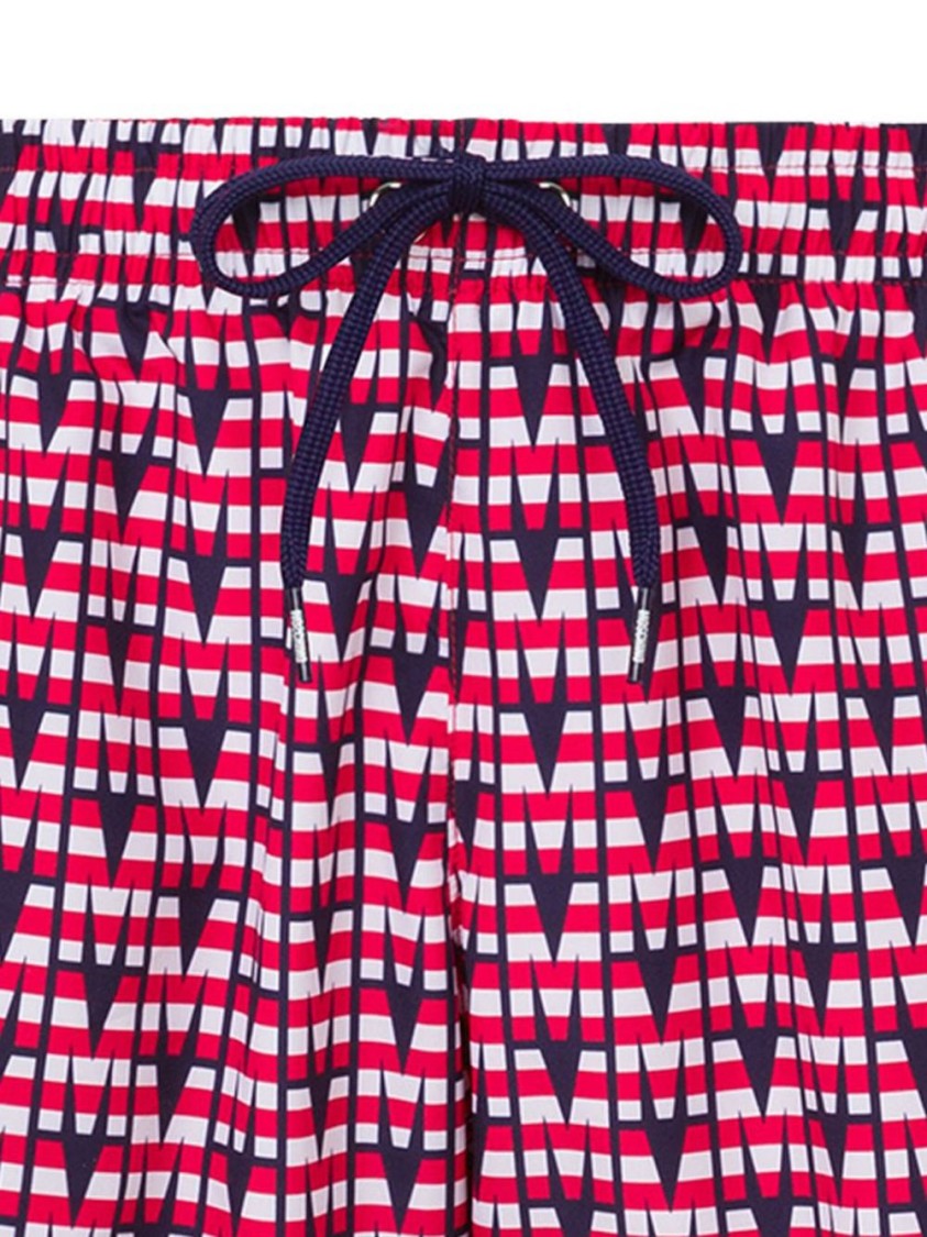 Moschino Red White Blue All-Over Graphic Swimwear