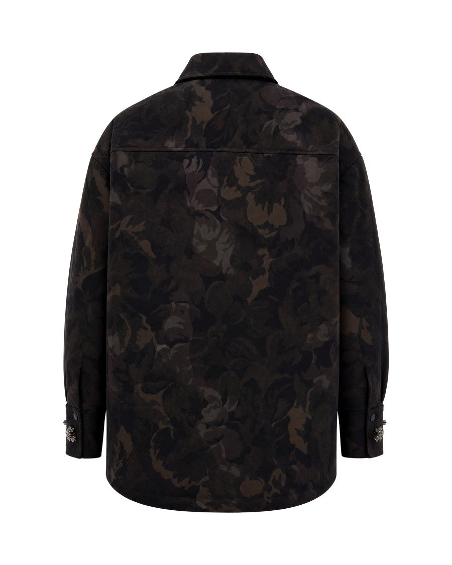 Pinko Long-Sleeved Oversized Jacquard Shirt With Pearl