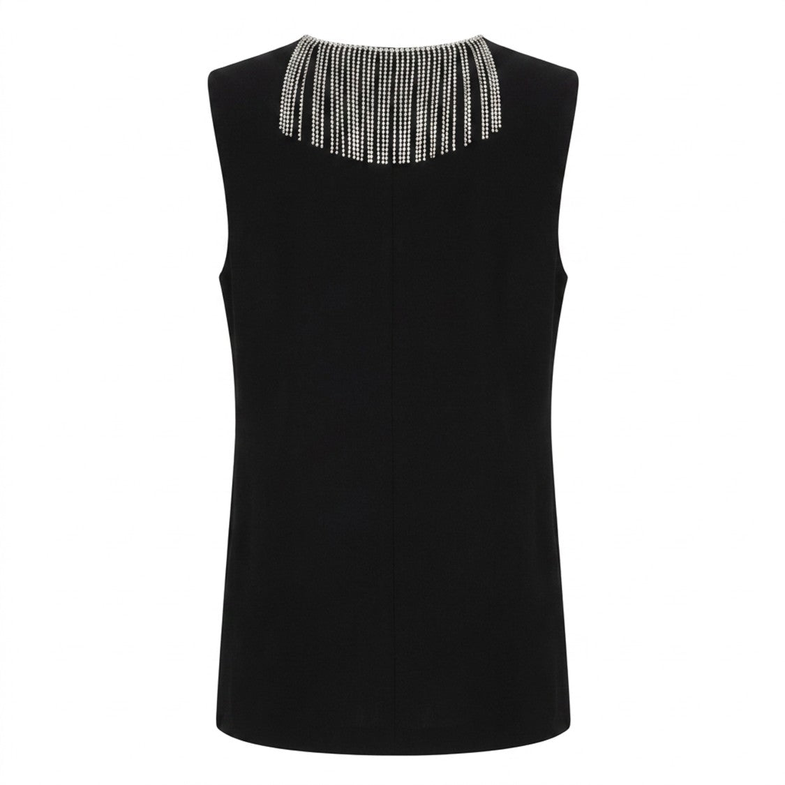 Sportmax Sleeveless Geometric Top With Strass Fringe Embellishments