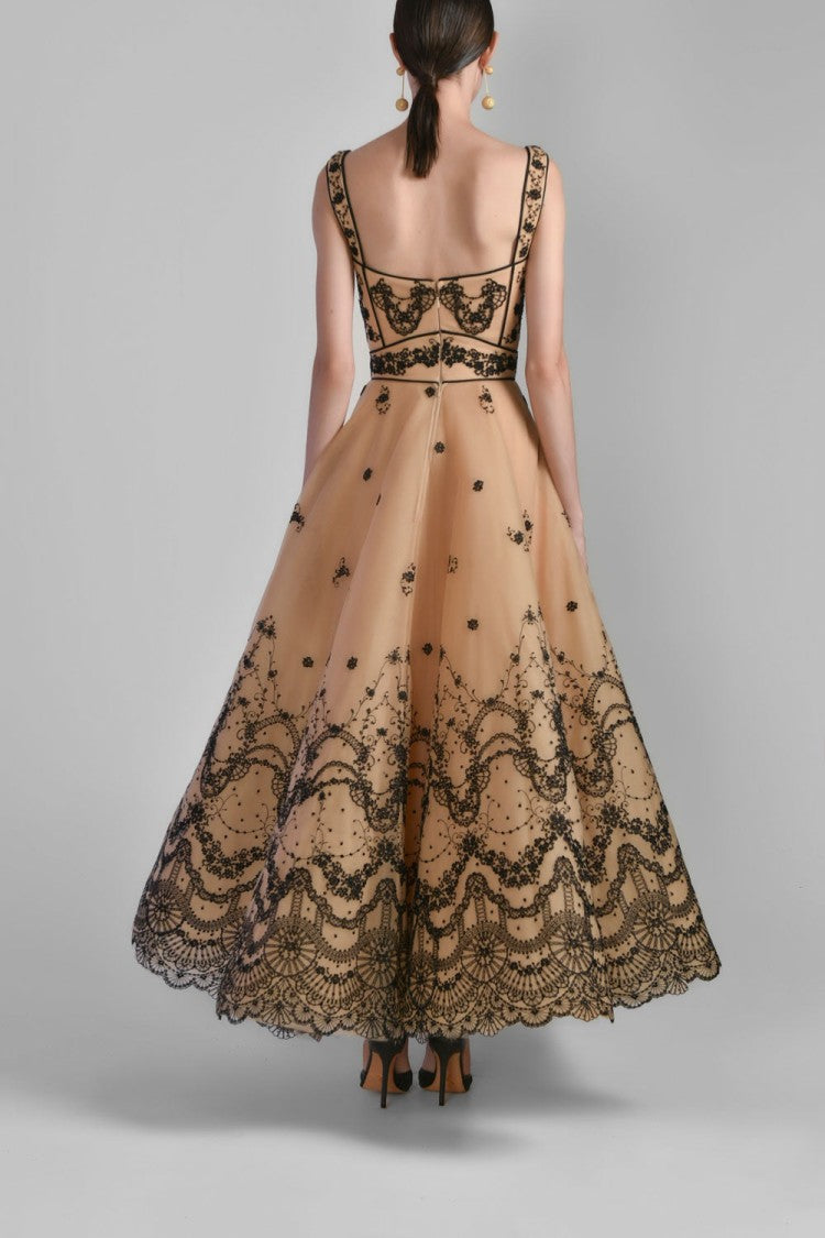 Saiid Kobeisy Sleeveless Embroidered Tulle Dress