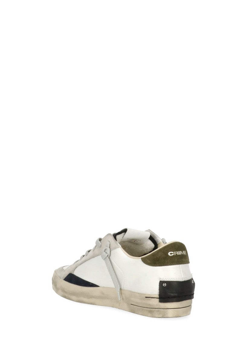Crime London White Sk8 Deluxe Used Effect Sneakers